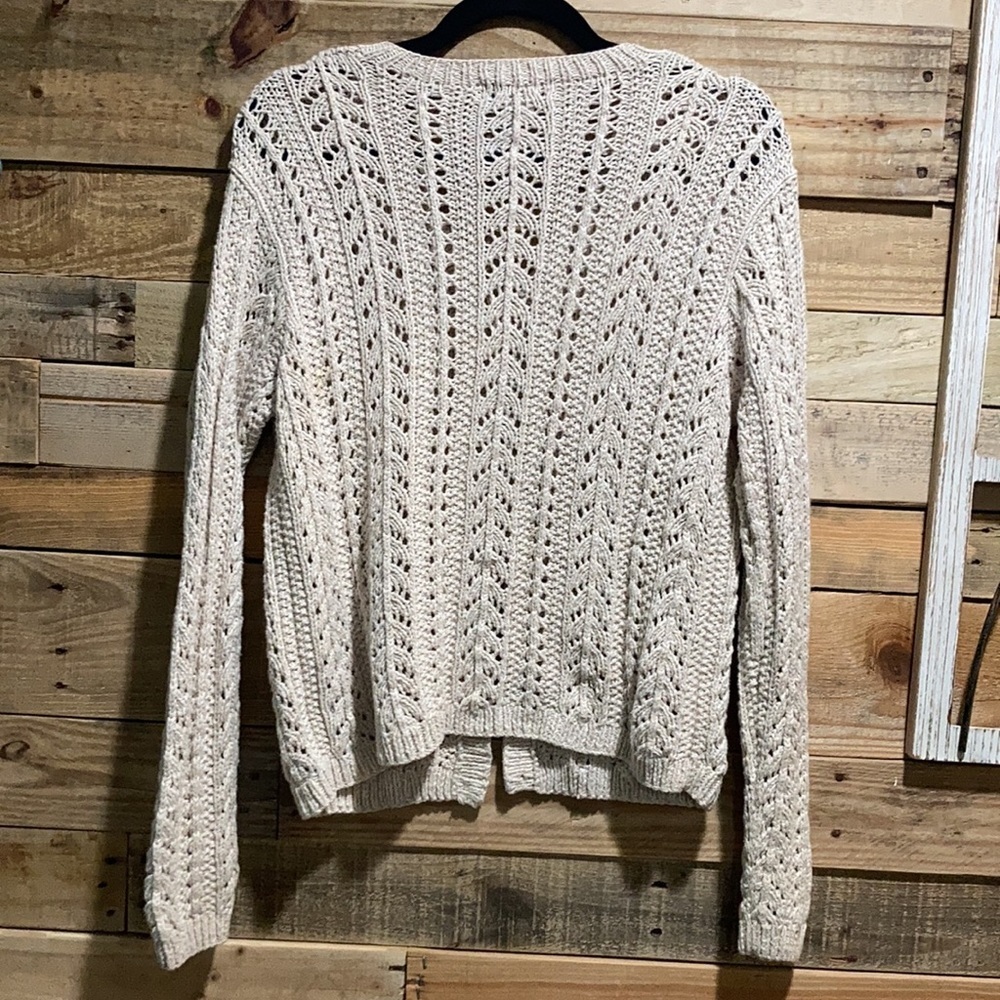 EddieBauer Oatmeal Chunky Button Up Shawl Sweater - Picture 4 of 6